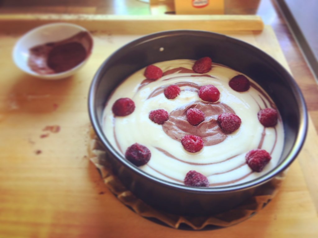 Zebra Cheesecake Low Carb vor dem Backen
