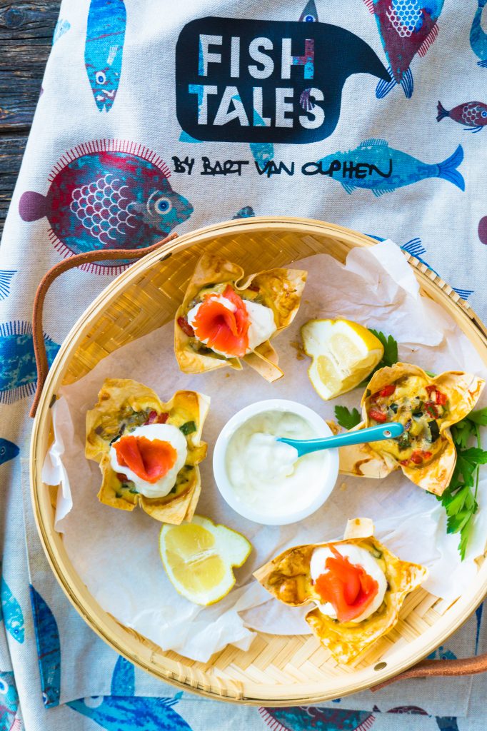 Geräucherter Sockeye Wildlachs von Fish Tales als Topping für kleine Filoteig Quiches