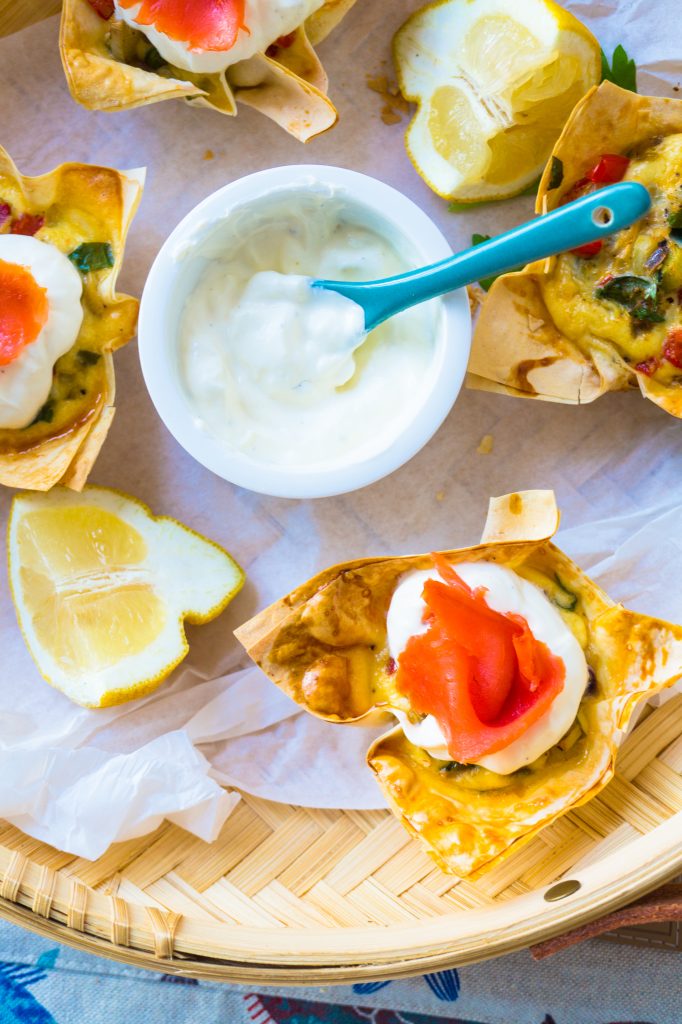 Filoteig Körbchen mit geräuchertem Sockeye Wildlachs von Fish Tales mit Dipp