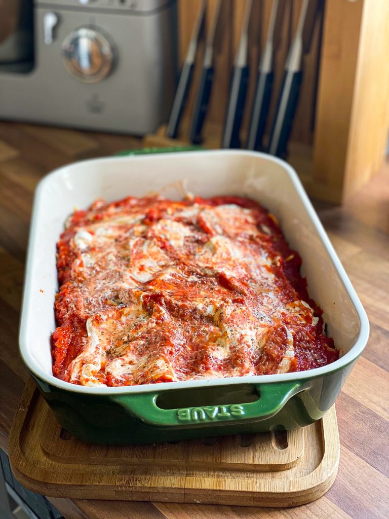 Vegetarische Lasagne mit meinem genial einfachen Sugo - vor dem Backen 