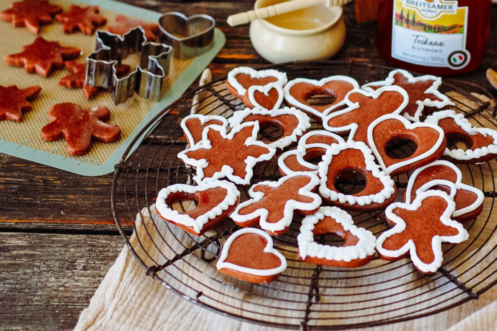 Beste Honiglebkuchen Plätzchen Nahaufnahme Ausstechen