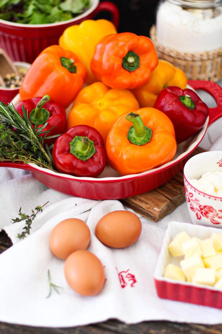 Bunte Paprika-Parmesan-Quiche - Zutaten