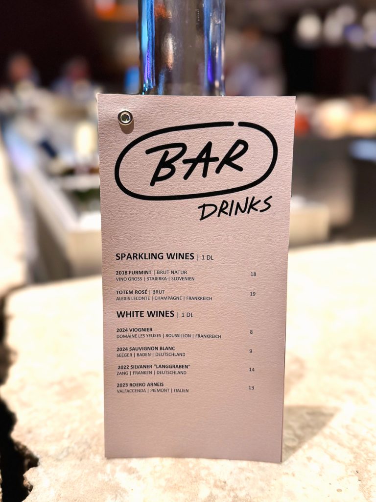 Tisane Open Bar Getränkekarte